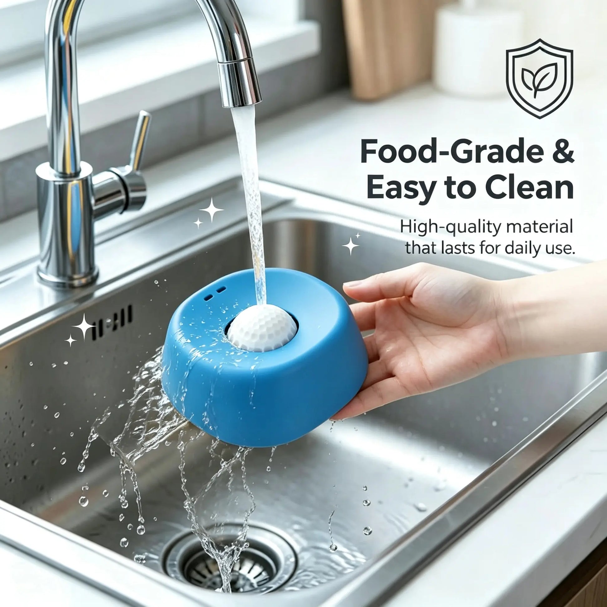 Dog & Cat Slow Feeder Licking Bowl - Food Slow Feeder with Built-In Rolling Ball for Spill Prevention, Multi-Use Feeding Vessel for Bone Broth & Yogurt, Optional Anti-Slip Base Pad